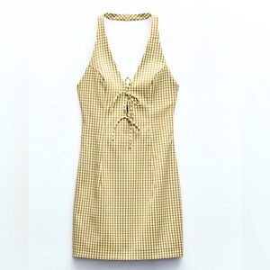 Zara Gingham Halter Dress 🌿